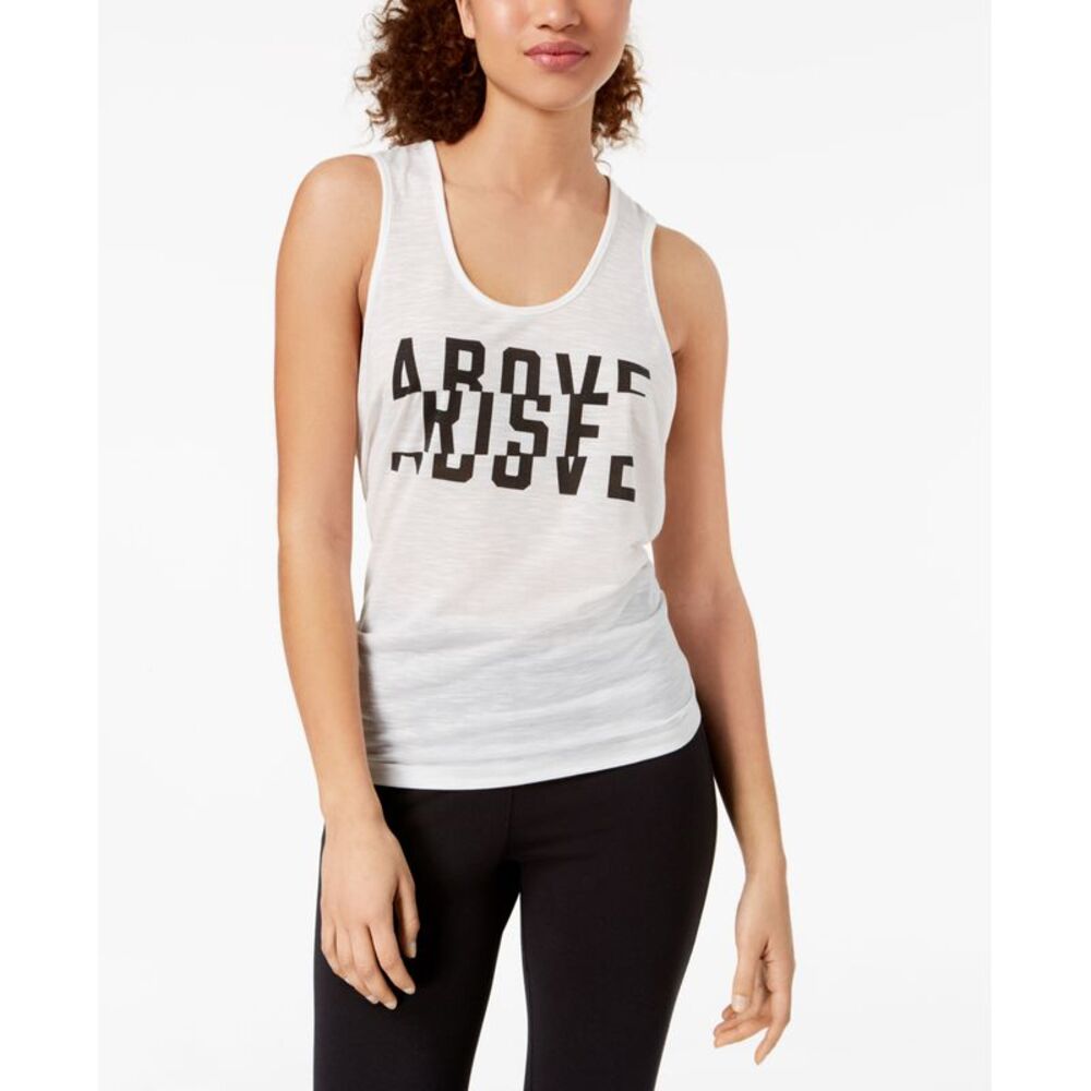 Material Girl Active Juniors Rise Above Graphic Knot Back Tank Top